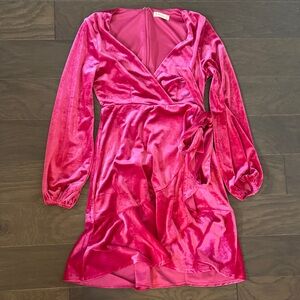 Altar'd State Fuchsia Velvet Wrap Dress